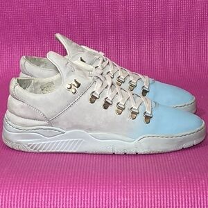 Filling Pieces Women's Handmade Grey/Blue Leather Sneaker Shoes - Size 41/US10